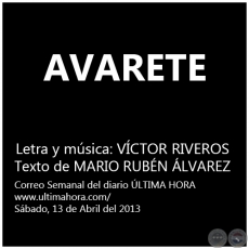 AVARETE - Texto de MARIO RUBN LVAREZ - Sbado, 13 de Abril del 2013